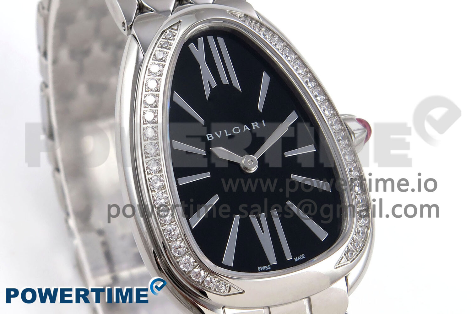 Serpenti Seduttori Watch SS BVF 1:1 Best Edition Black Dial Diamonds Bezel on SS Bracelet Swiss Quartz - Image 3
