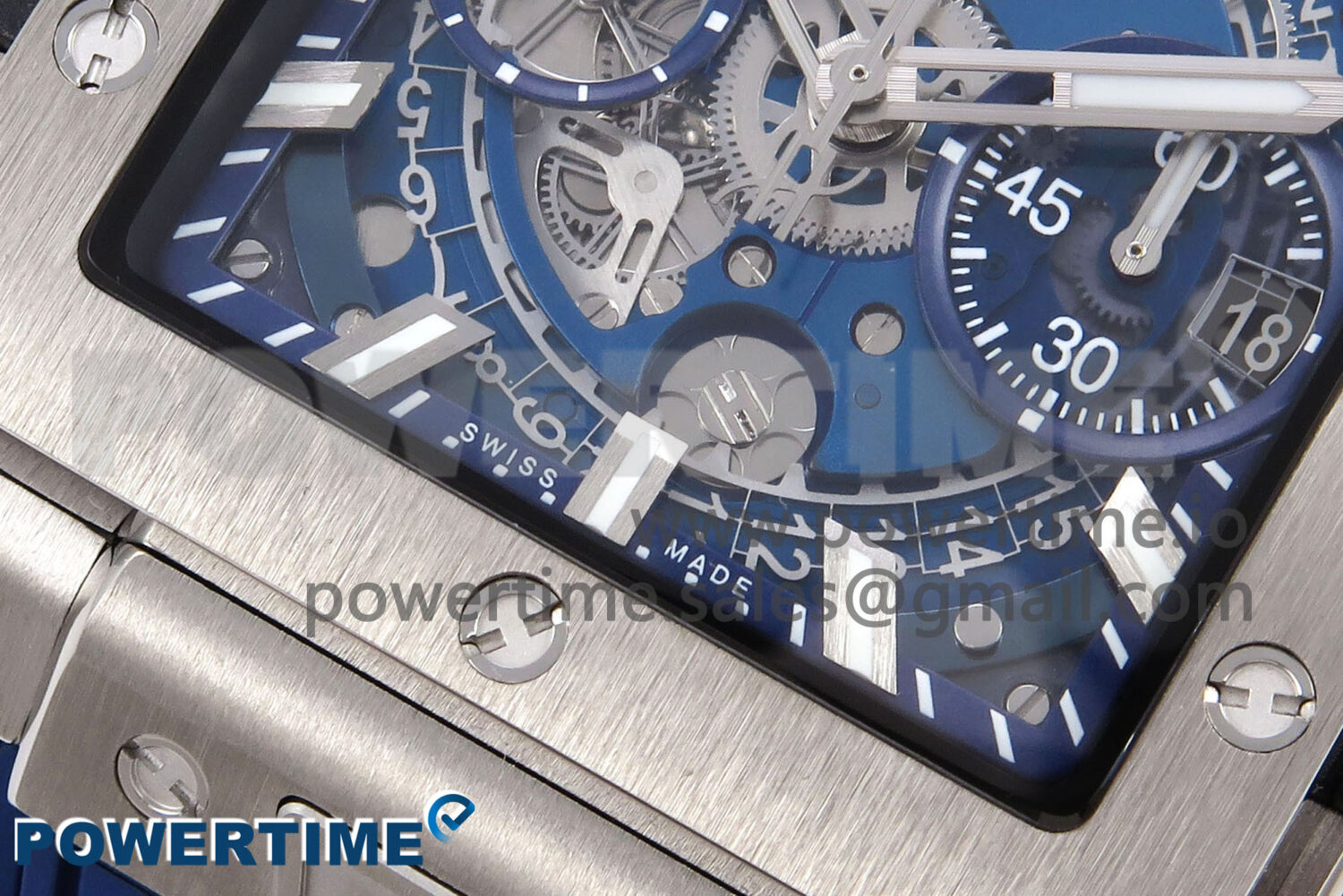 Square Bang Unico 42mm Ti BBF 1:1 Best Edition Skeleton Dial on Blue Rubber Strap A1280 - Image 5