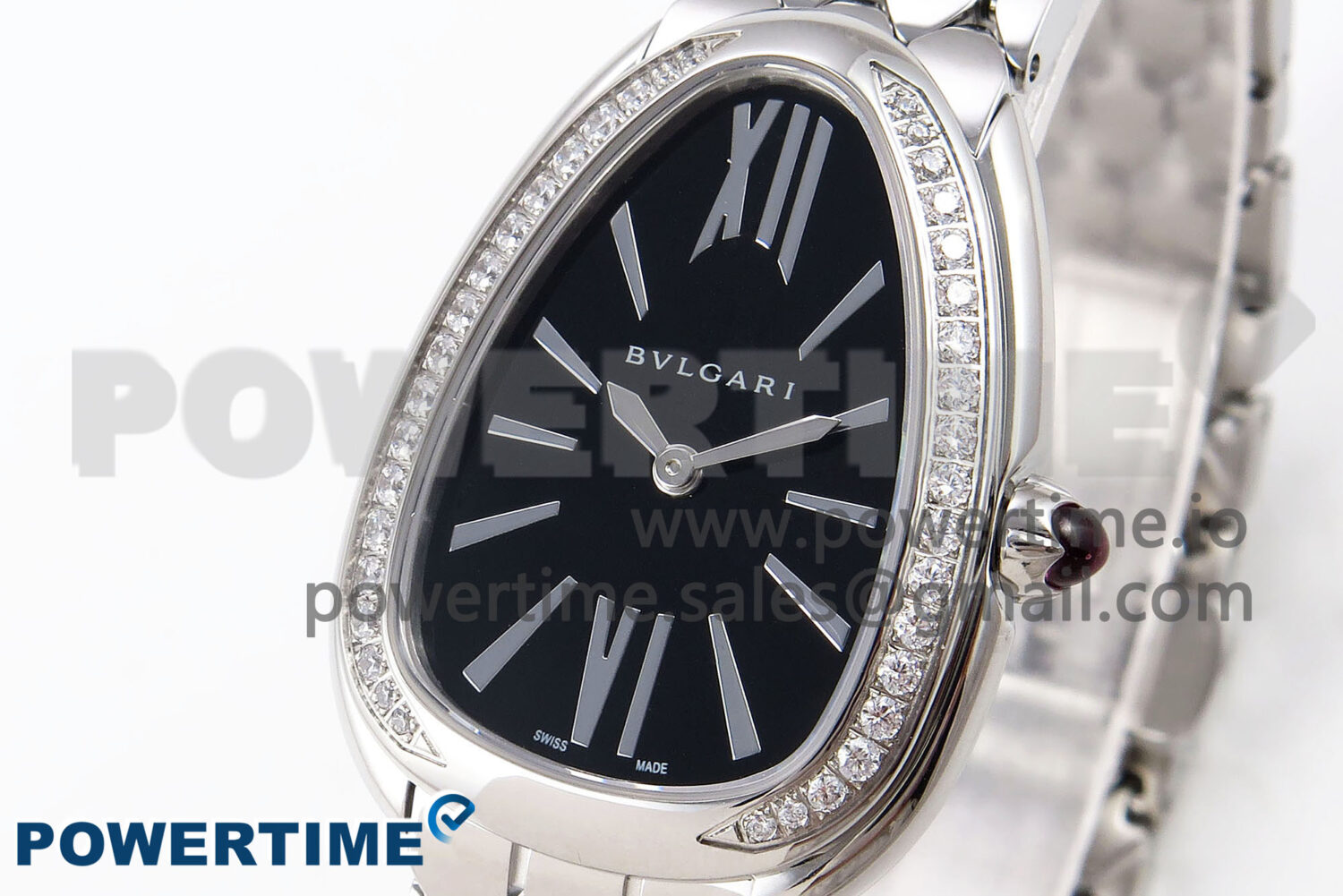 Serpenti Seduttori Watch SS BVF 1:1 Best Edition Black Dial Diamonds Bezel on SS Bracelet Swiss Quartz - Image 2