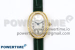 Baignoire Watch YG AF 1:1 Best Edition White Dial Diamonds Bezel on Green Croco Strap RONDA Quartz