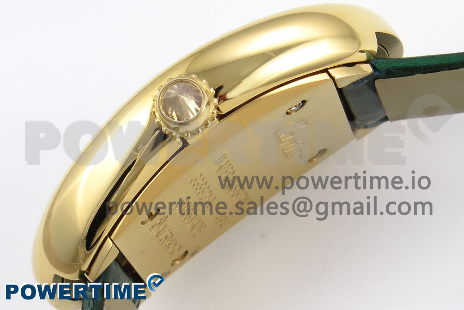 Baignoire Watch YG AF 1:1 Best Edition White Dial Diamonds Bezel on Green Croco Strap RONDA Quartz - Image 7