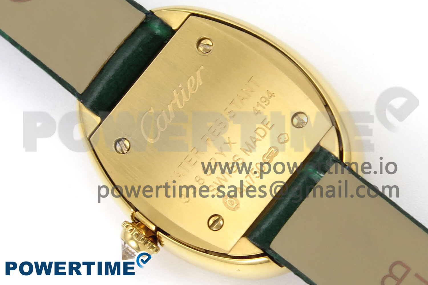 Baignoire Watch YG AF 1:1 Best Edition White Dial Diamonds Bezel on Green Croco Strap RONDA Quartz - Image 11