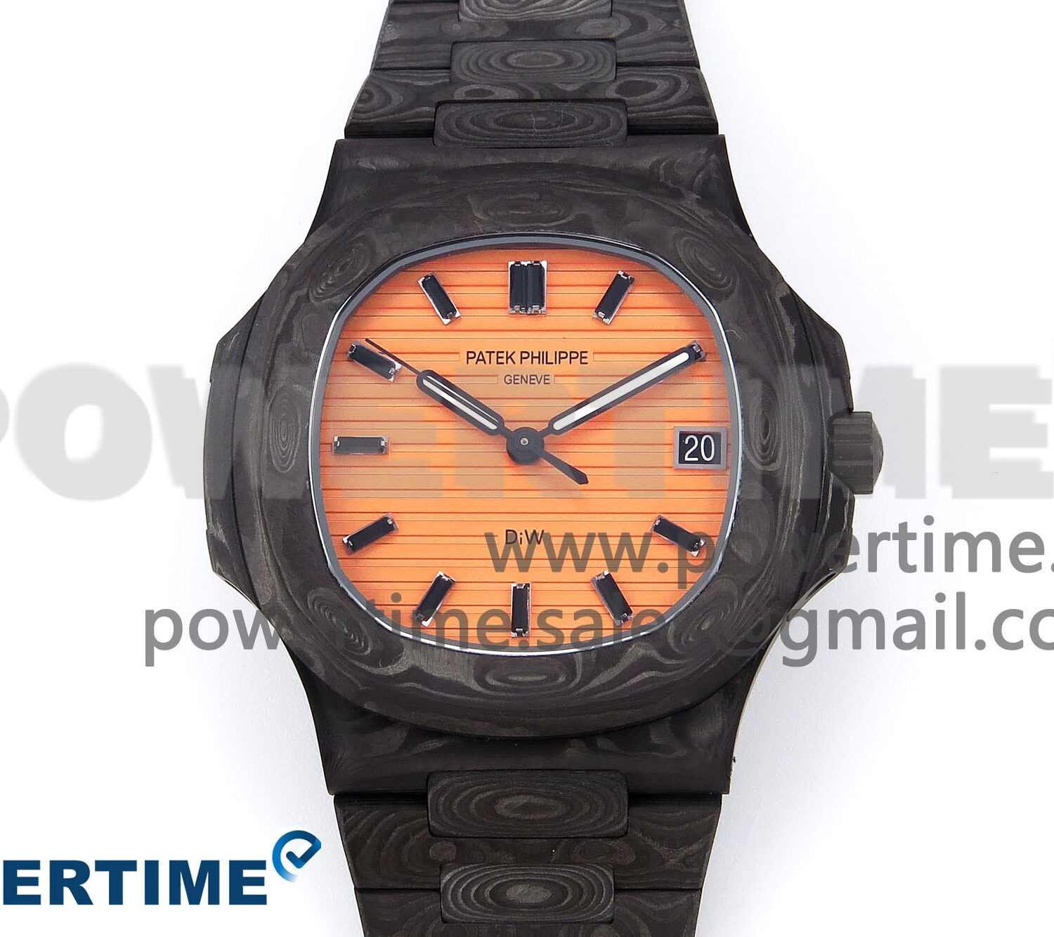 Nautilus 5711 DIW Carbon DIWF 1:1 Best Edition Orange Textured Dial on Carbon Bracelet 324CS