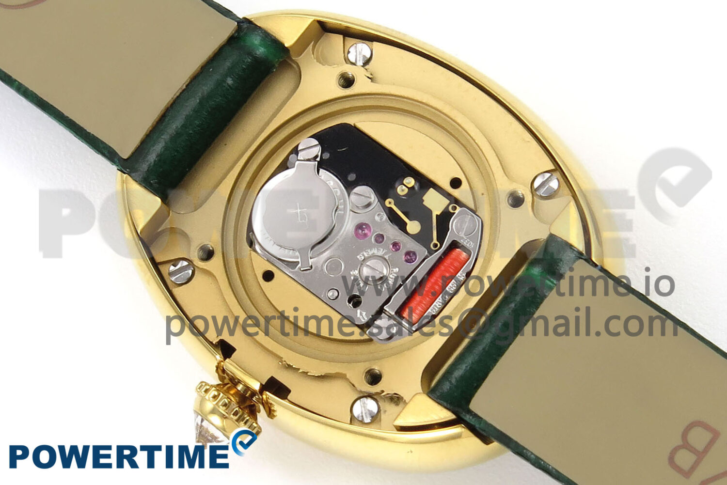 Baignoire Watch YG AF 1:1 Best Edition White Dial Diamonds Bezel on Green Croco Strap RONDA Quartz - Image 10