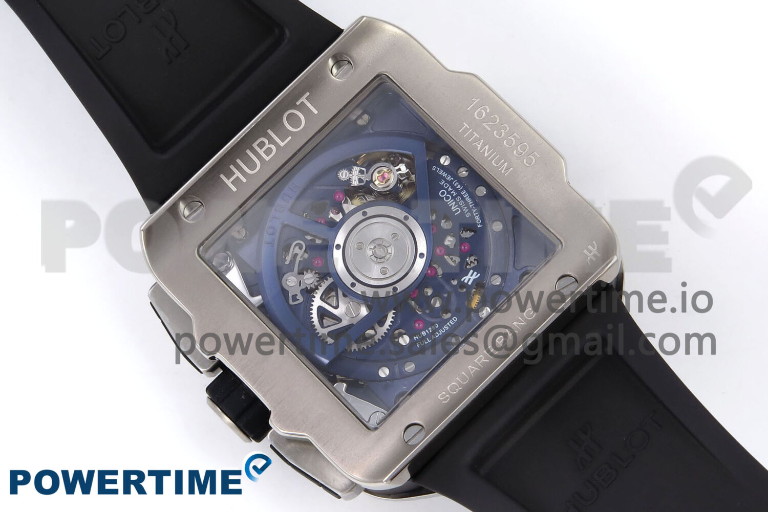 Square Bang Unico 42mm Ti BBF 1:1 Best Edition Skeleton Dial on Blue Rubber Strap A1280 - Image 8