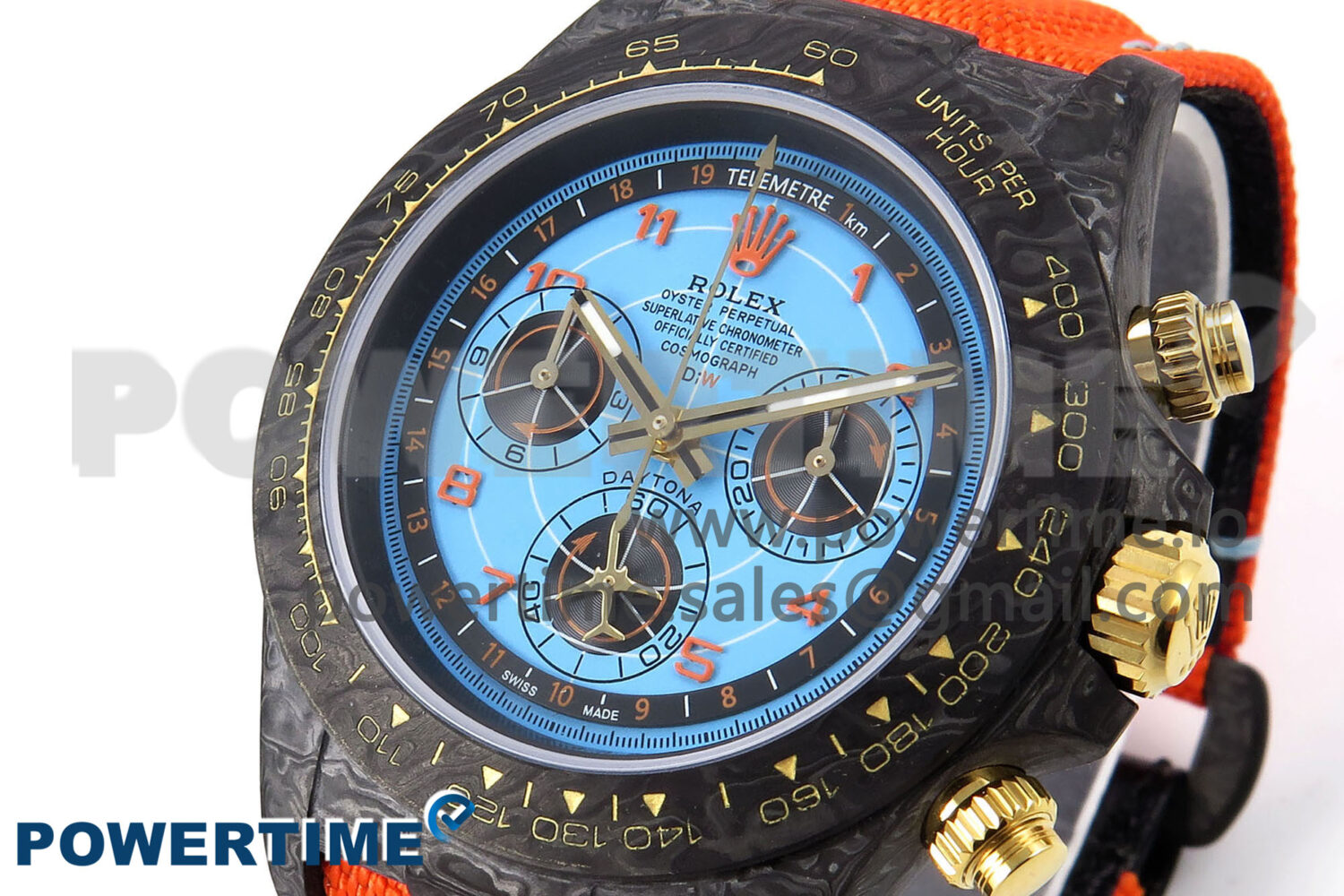 Daytona DIW Black Carbon DIWF Best Edition Blue Dial on Orange Nylon Strap SH4130 - Image 2