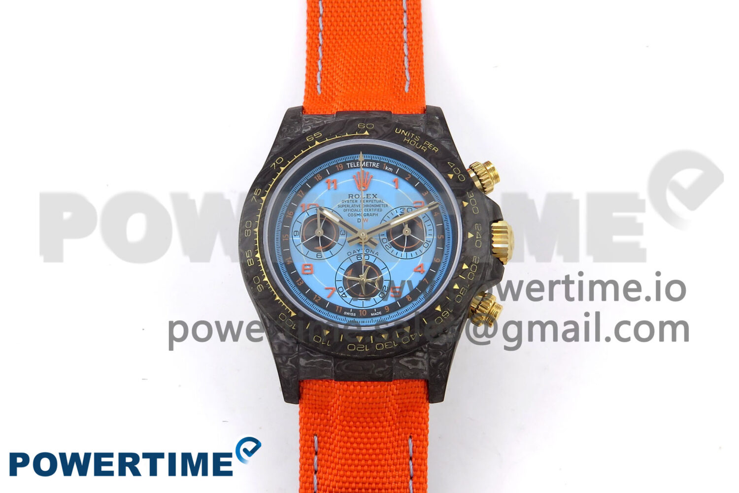 Daytona DIW Black Carbon DIWF Best Edition Blue Dial on Orange Nylon Strap SH4130 - Image 1