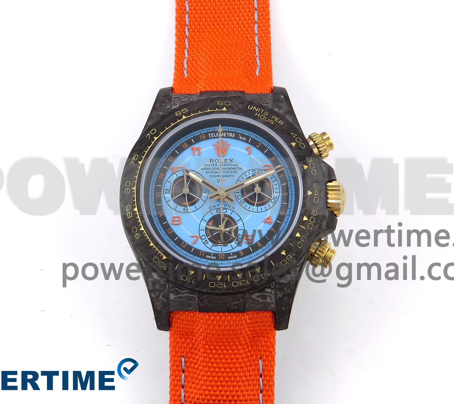 Daytona DIW Black Carbon DIWF Best Edition Blue Dial on Orange Nylon Strap SH4130