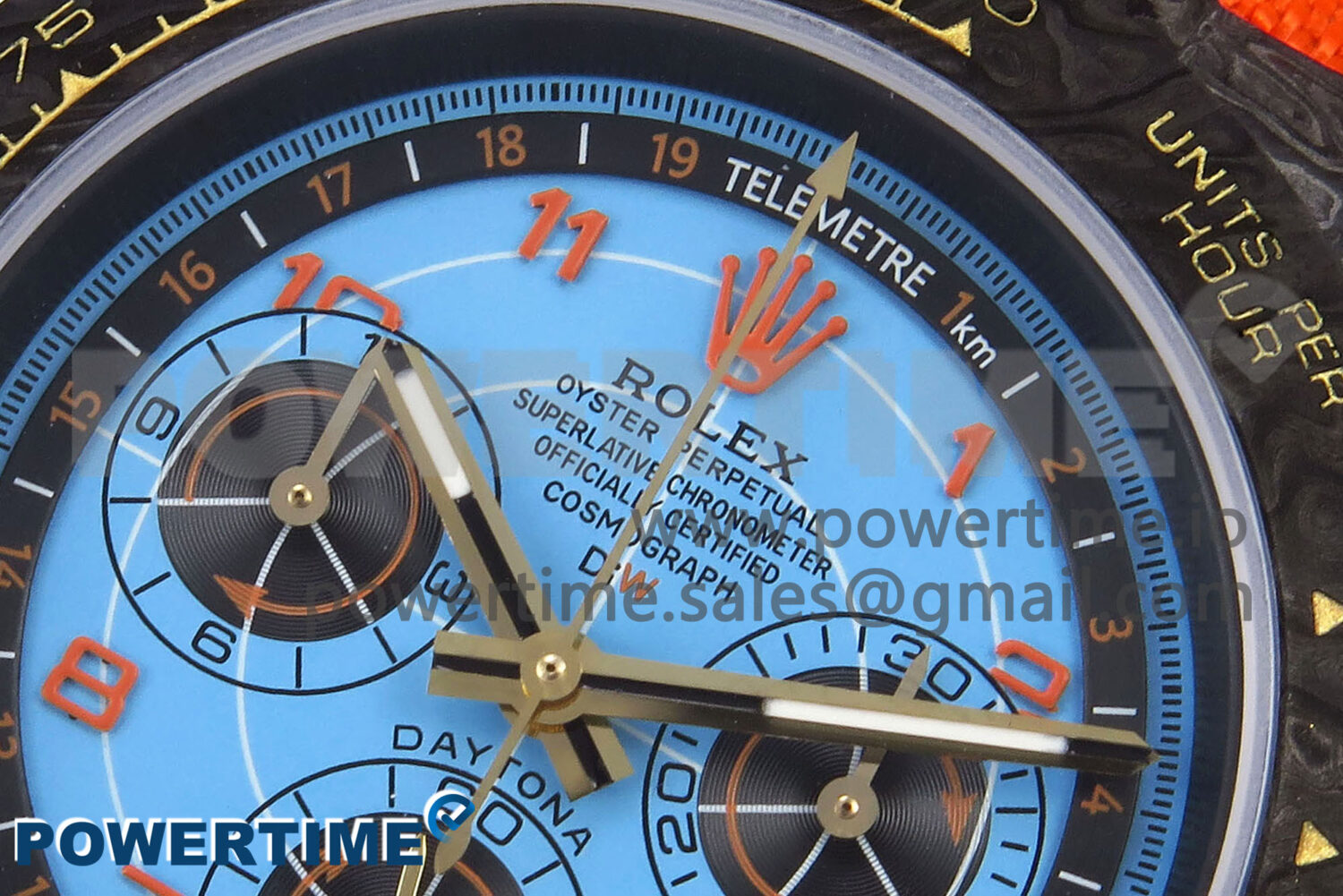 Daytona DIW Black Carbon DIWF Best Edition Blue Dial on Orange Nylon Strap SH4130 - Image 4