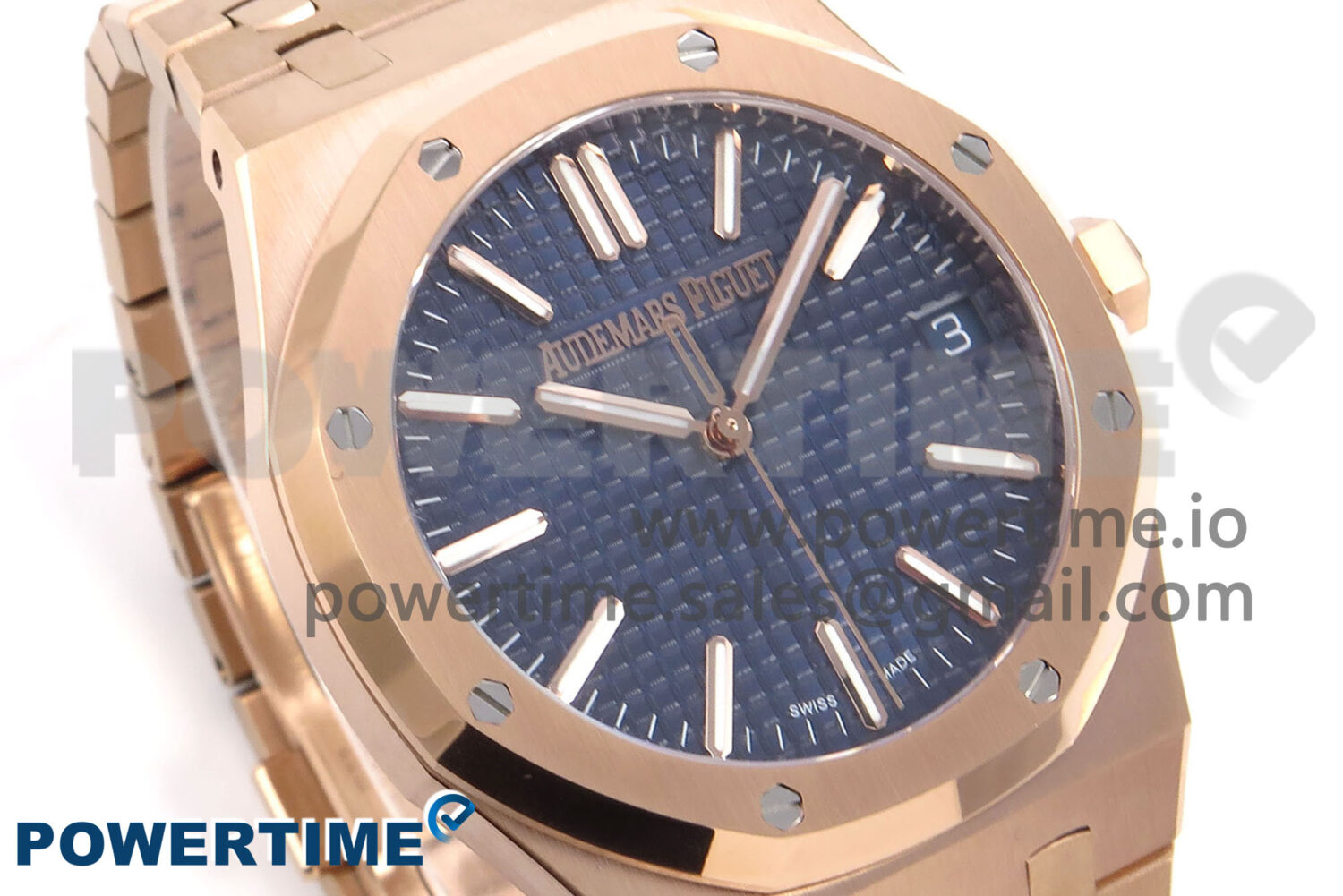 Royal Oak 41mm 15510 “50th Anniversary” RG IPF 1:1 Best Edition Blue Textured Dial on RG Bracelet SA4302 Super Clone - Image 2