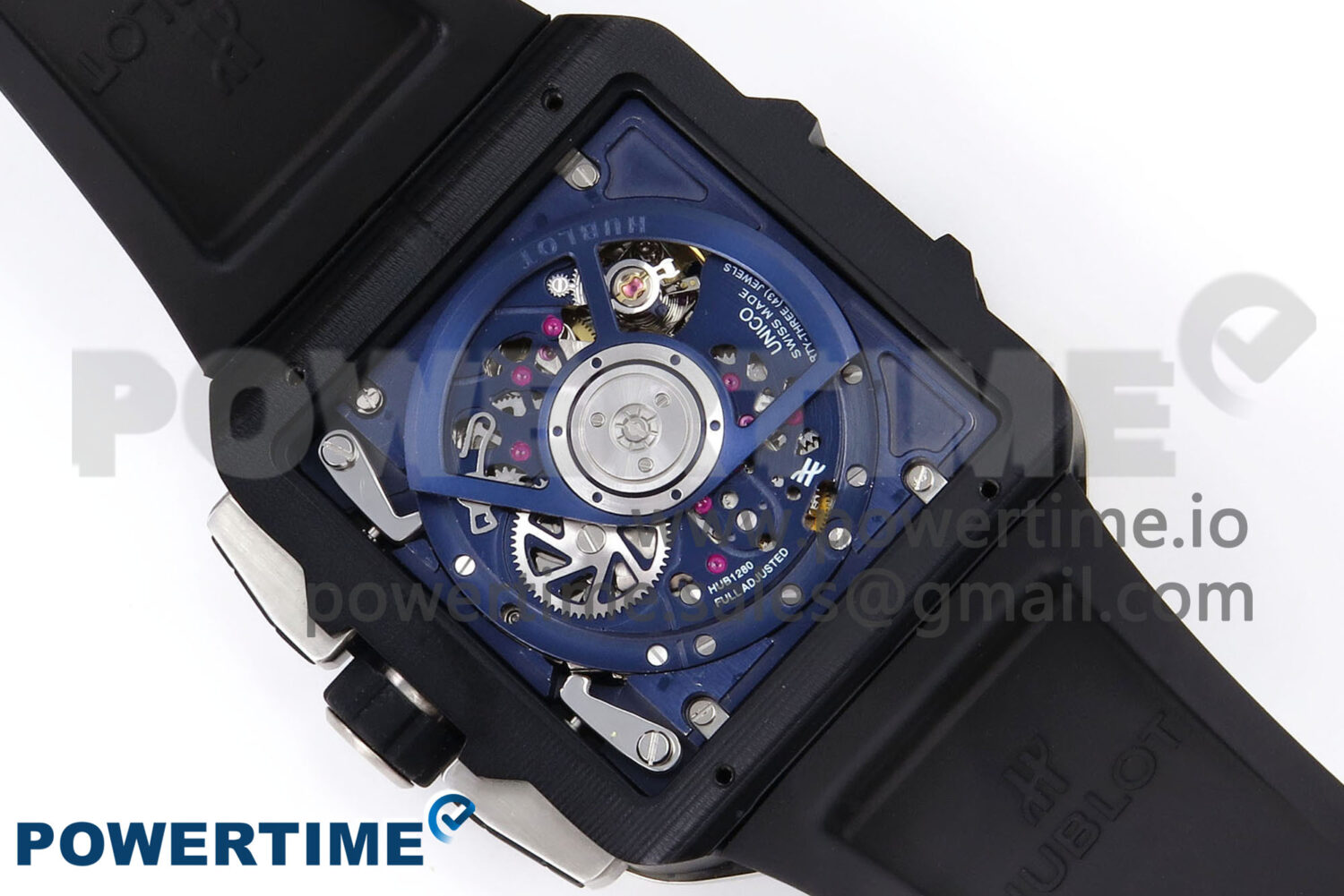 Square Bang Unico 42mm Ti/Ceramic BBF 1:1 Best Edition Skeleton Dial on Blue Rubber Strap A1280 - Image 9