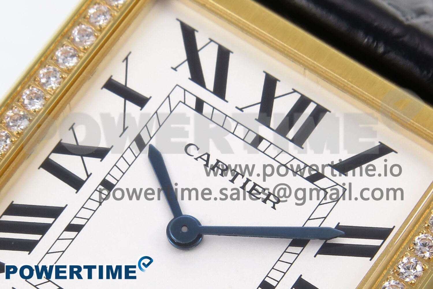 Tank Solo Ladies 28mm YG Diamonds Bezel AF 1:1 Best Edition White Dial on Black Croco Strap Jap Quartz - Image 4
