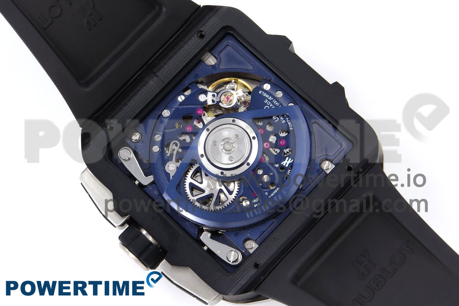 Square Bang Unico 42mm Ti/Ceramic BBF 1:1 Best Edition Skeleton Dial on Blue Rubber Strap A1280 - Image 10
