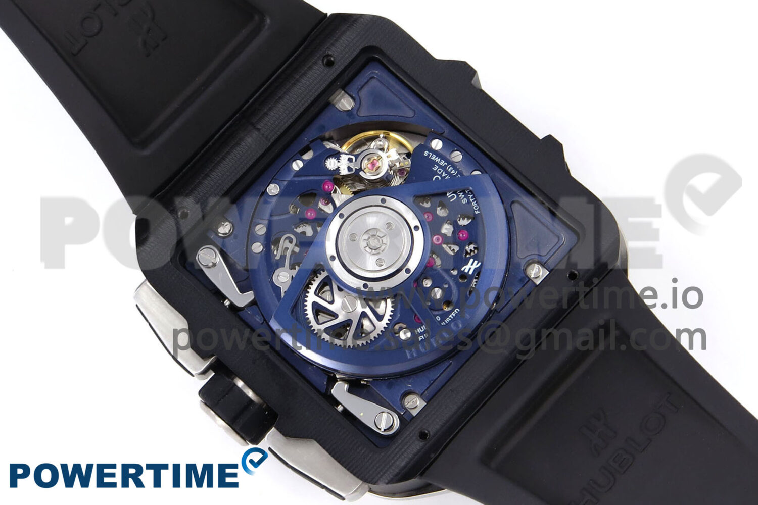 Square Bang Unico 42mm Ti BBF 1:1 Best Edition Skeleton Dial on Blue Rubber Strap A1280 - Image 10