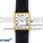 Tank Solo Ladies 28mm YG Diamonds Bezel AF 1:1 Best Edition White Dial on Black Croco Strap Jap Quartz