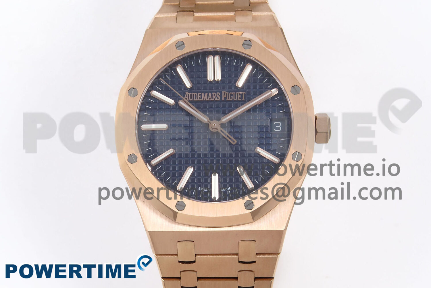 Royal Oak 41mm 15510 “50th Anniversary” RG IPF 1:1 Best Edition Blue Textured Dial on RG Bracelet SA4302 Super Clone - Image 1