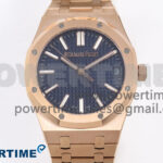Royal Oak 41mm 15510 “50th Anniversary” RG IPF 1:1 Best Edition Blue Textured Dial on RG Bracelet SA4302 Super Clone