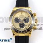 Daytona 126518 APSF 1:1 Best Edition YG/Black Dial on Oysterflex Rubber Strap SH4131 (Gain Weight)
