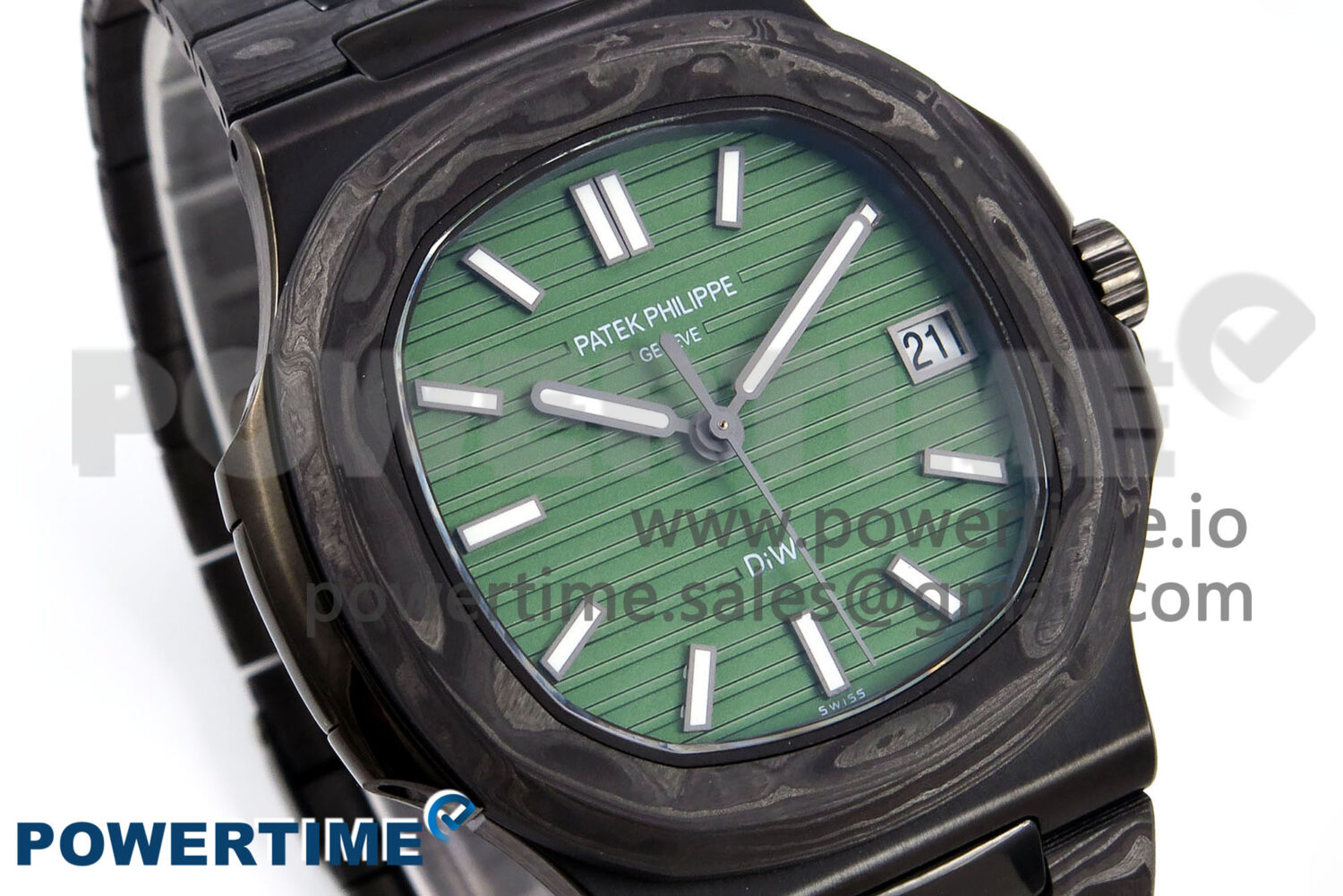 Nautilus 5711 DIW Carbon DIWF 1:1 Best Edition Green Textured Dial on Carbon Bracelet 324CS - Image 3
