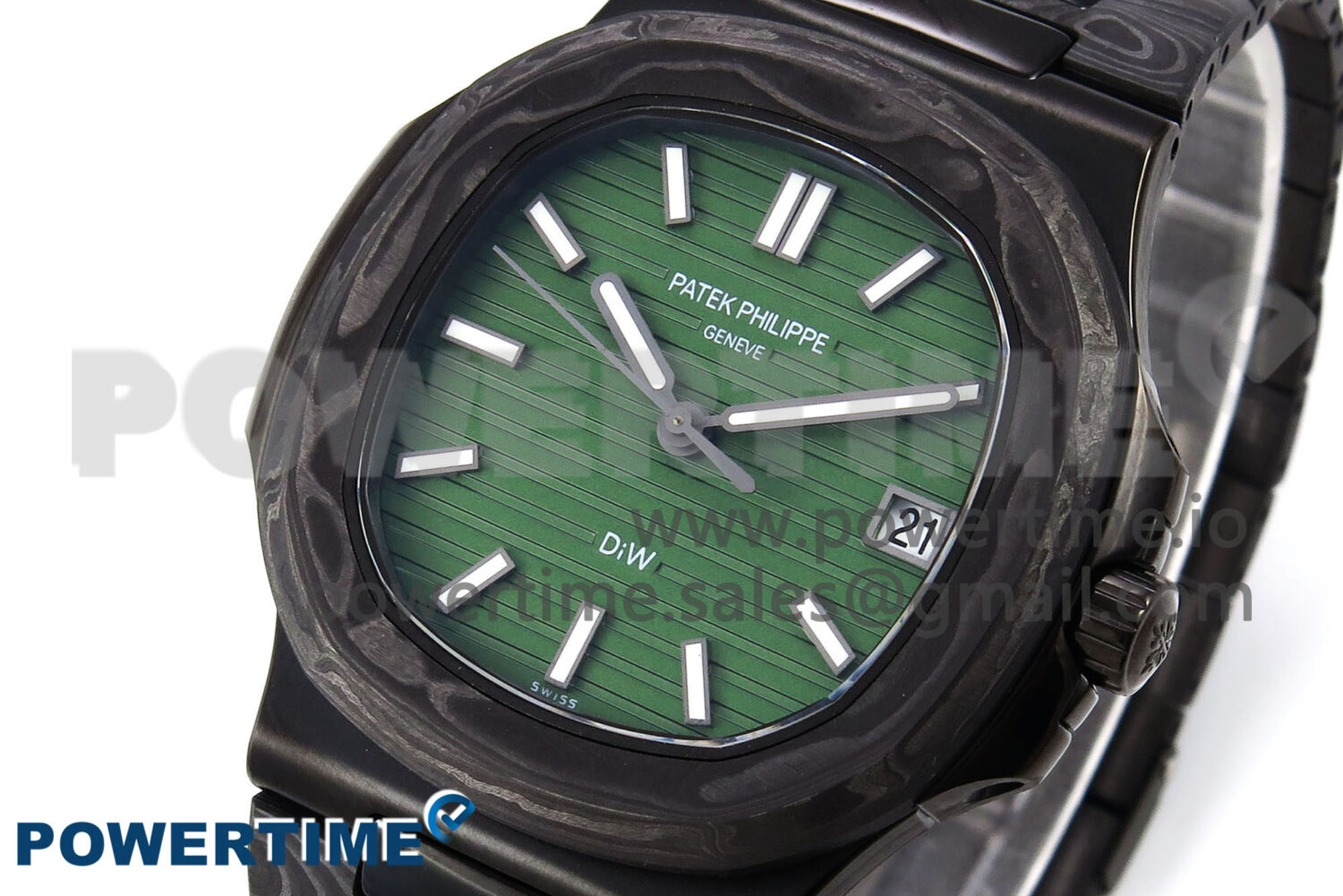 Nautilus 5711 DIW Carbon DIWF 1:1 Best Edition Green Textured Dial on Carbon Bracelet 324CS - Image 2