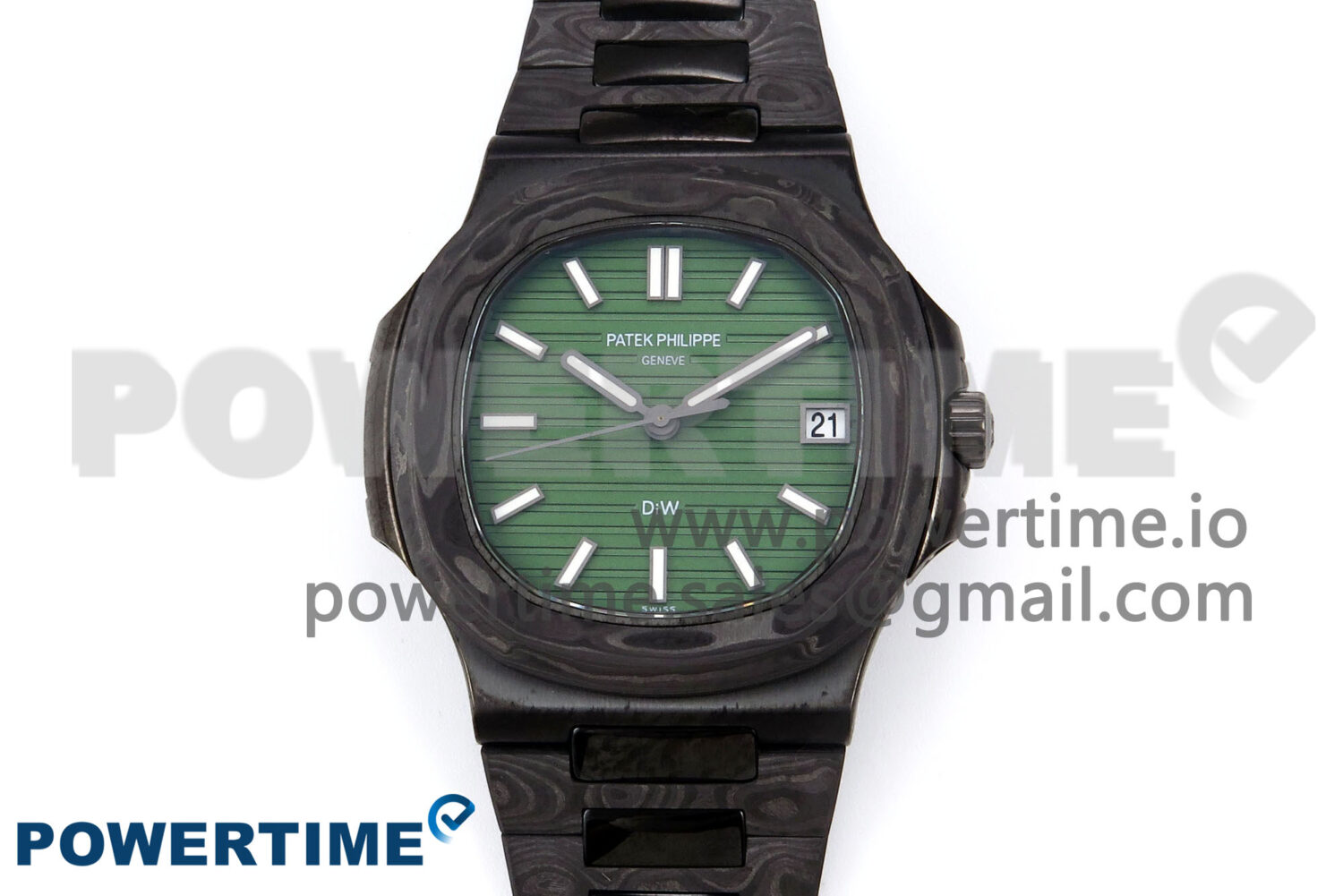 Nautilus 5711 DIW Carbon DIWF 1:1 Best Edition Green Textured Dial on Carbon Bracelet 324CS - Image 1