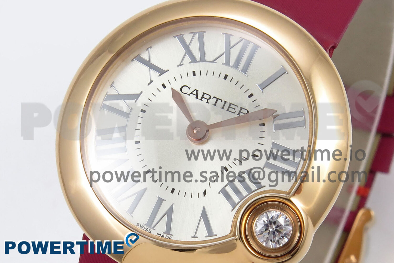 Ballon Blanc 30mm RG AF 1:1 Best Edition Silver Dial on Pink Fabric Strap Ronda Quartz - Image 3