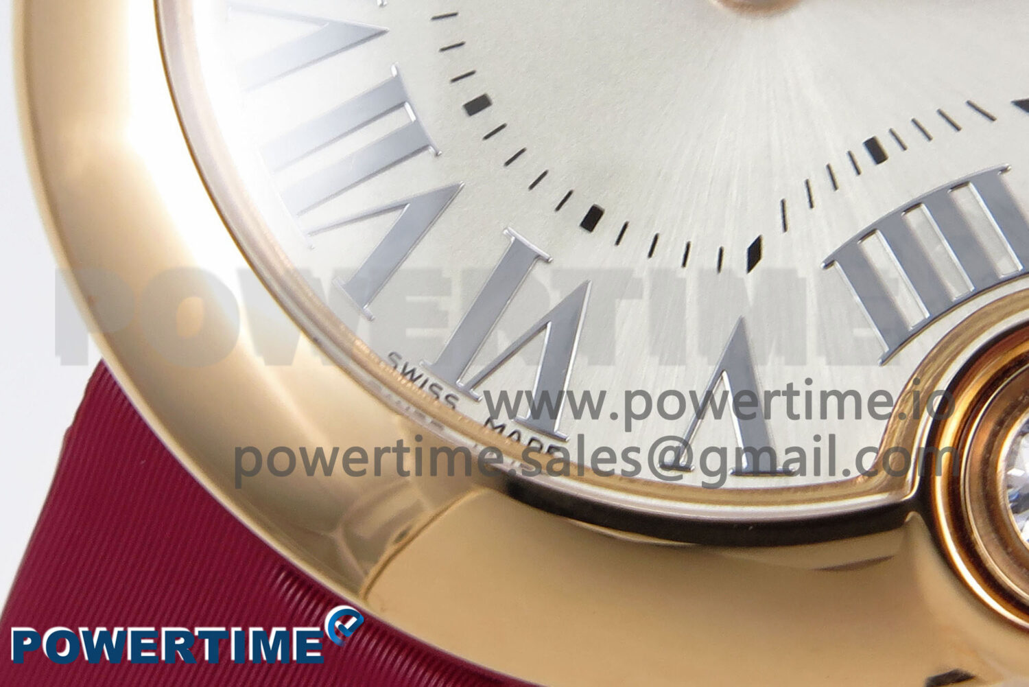 Ballon Blanc 30mm RG AF 1:1 Best Edition Silver Dial on Pink Fabric Strap Ronda Quartz - Image 5