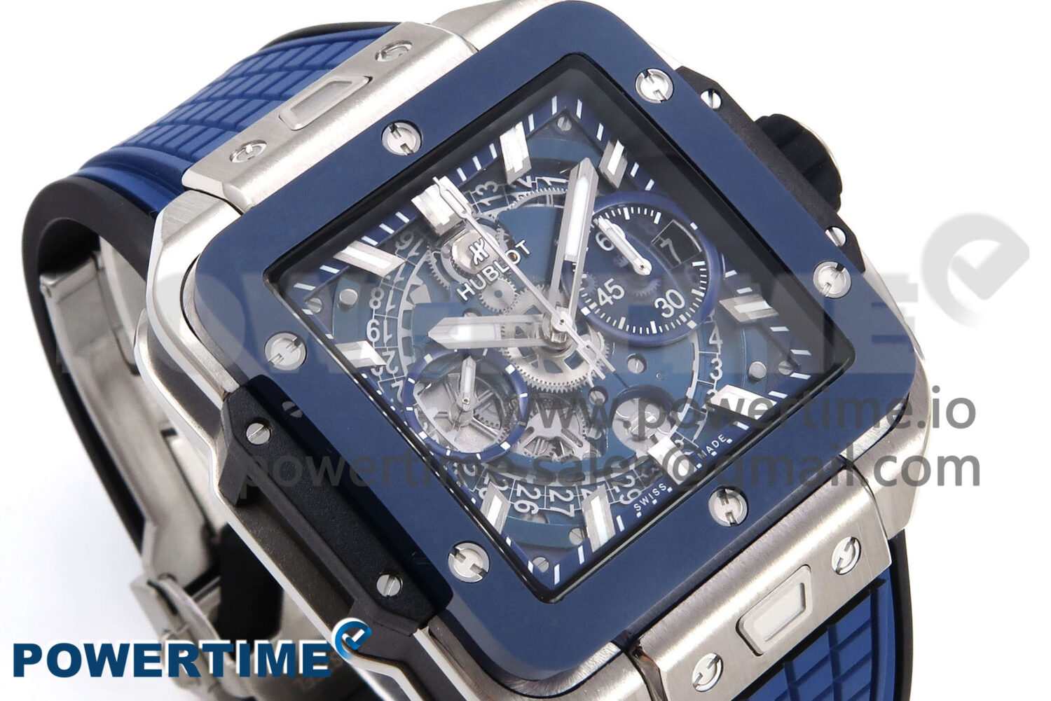 Square Bang Unico 42mm Ti/Ceramic BBF 1:1 Best Edition Skeleton Dial on Blue Rubber Strap A1280 - Image 3