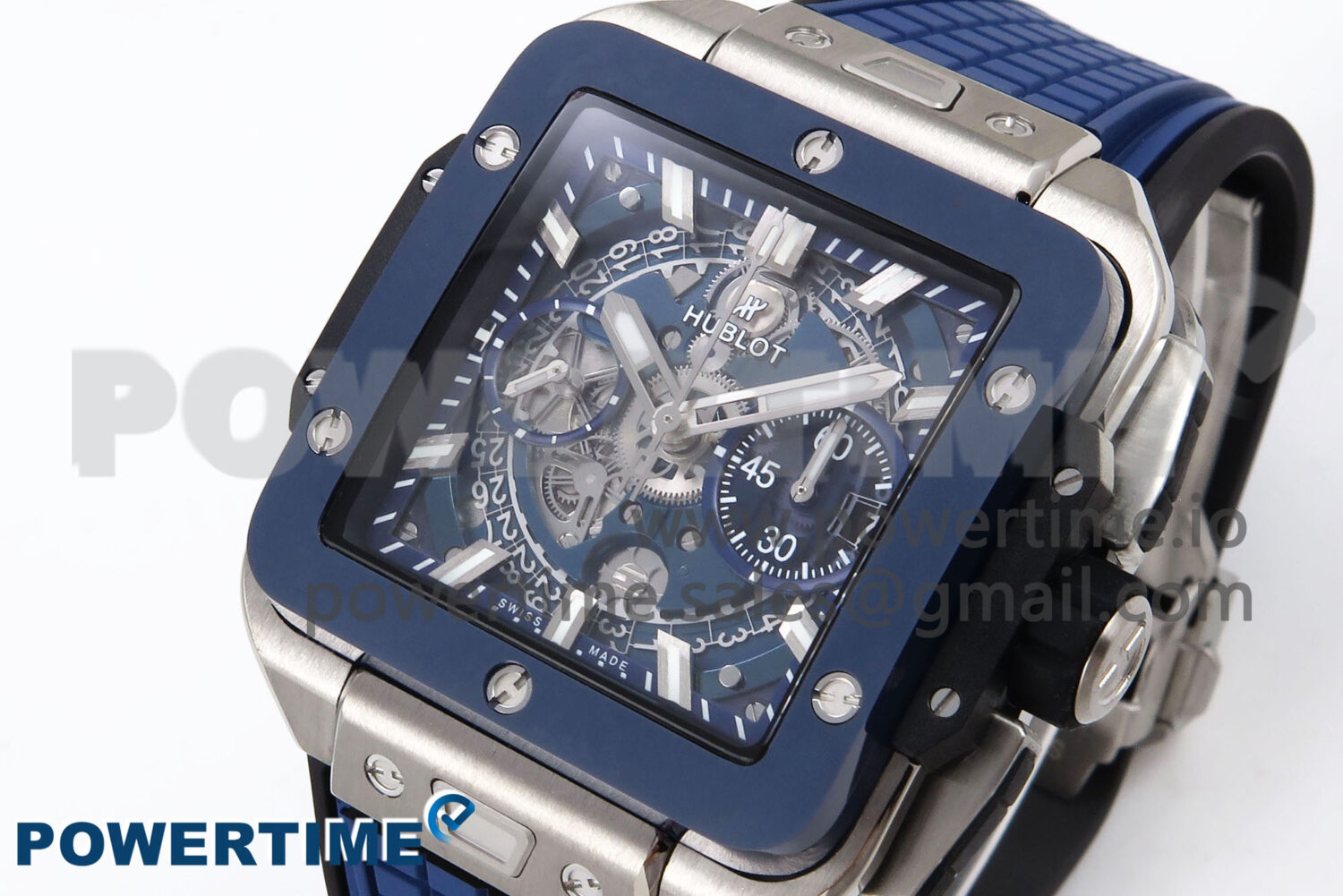Square Bang Unico 42mm Ti/Ceramic BBF 1:1 Best Edition Skeleton Dial on Blue Rubber Strap A1280 - Image 2