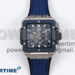 Square Bang Unico 42mm Ti/Ceramic BBF 1:1 Best Edition Skeleton Dial on Blue Rubber Strap A1280
