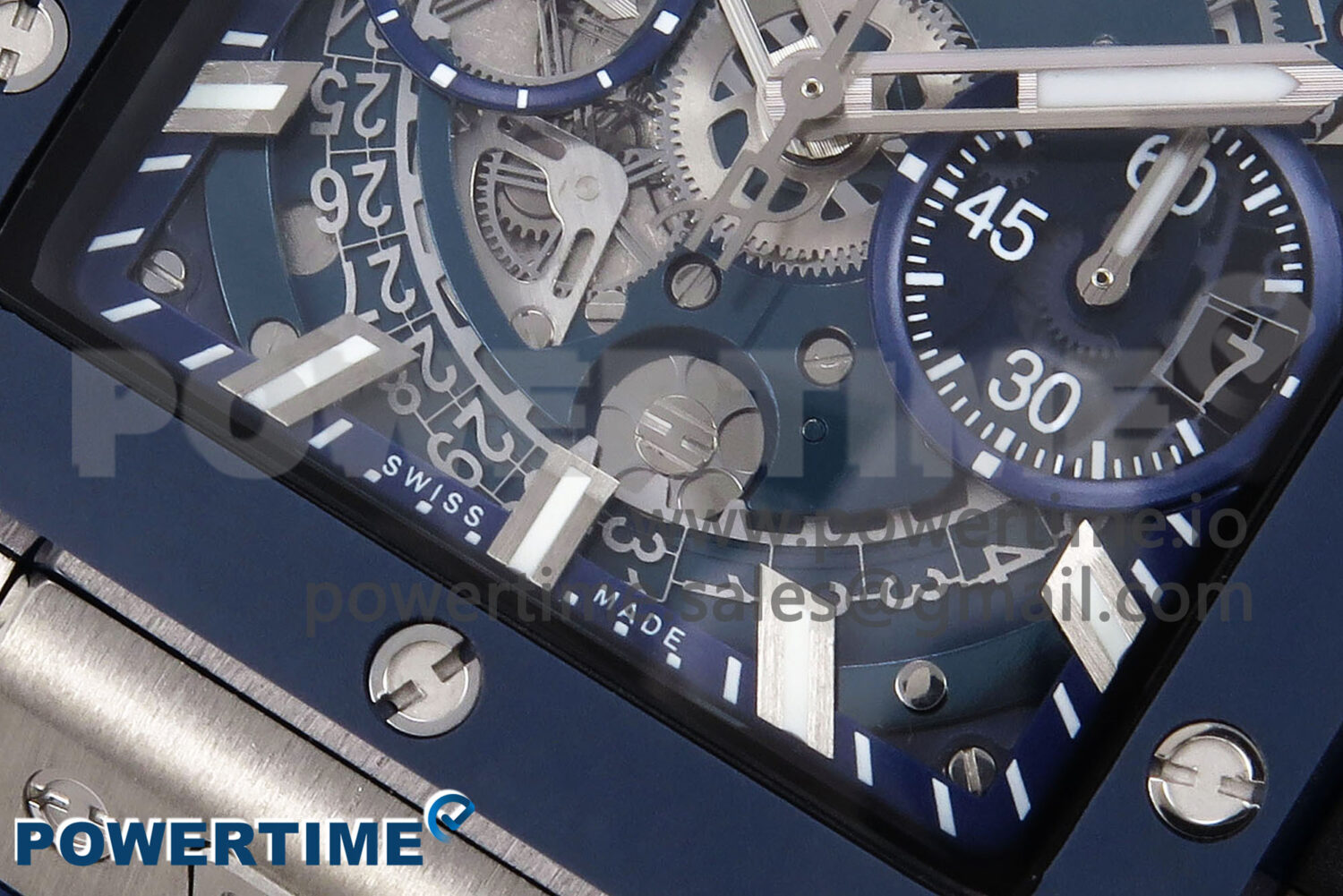 Square Bang Unico 42mm Ti/Ceramic BBF 1:1 Best Edition Skeleton Dial on Blue Rubber Strap A1280 - Image 5