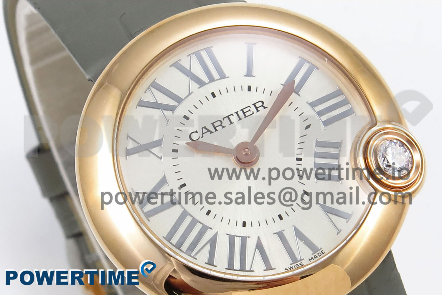 Ballon Blanc 30mm RG AF 1:1 Best Edition Silver Dial on Gray Fabric Strap Ronda Quartz - Image 2