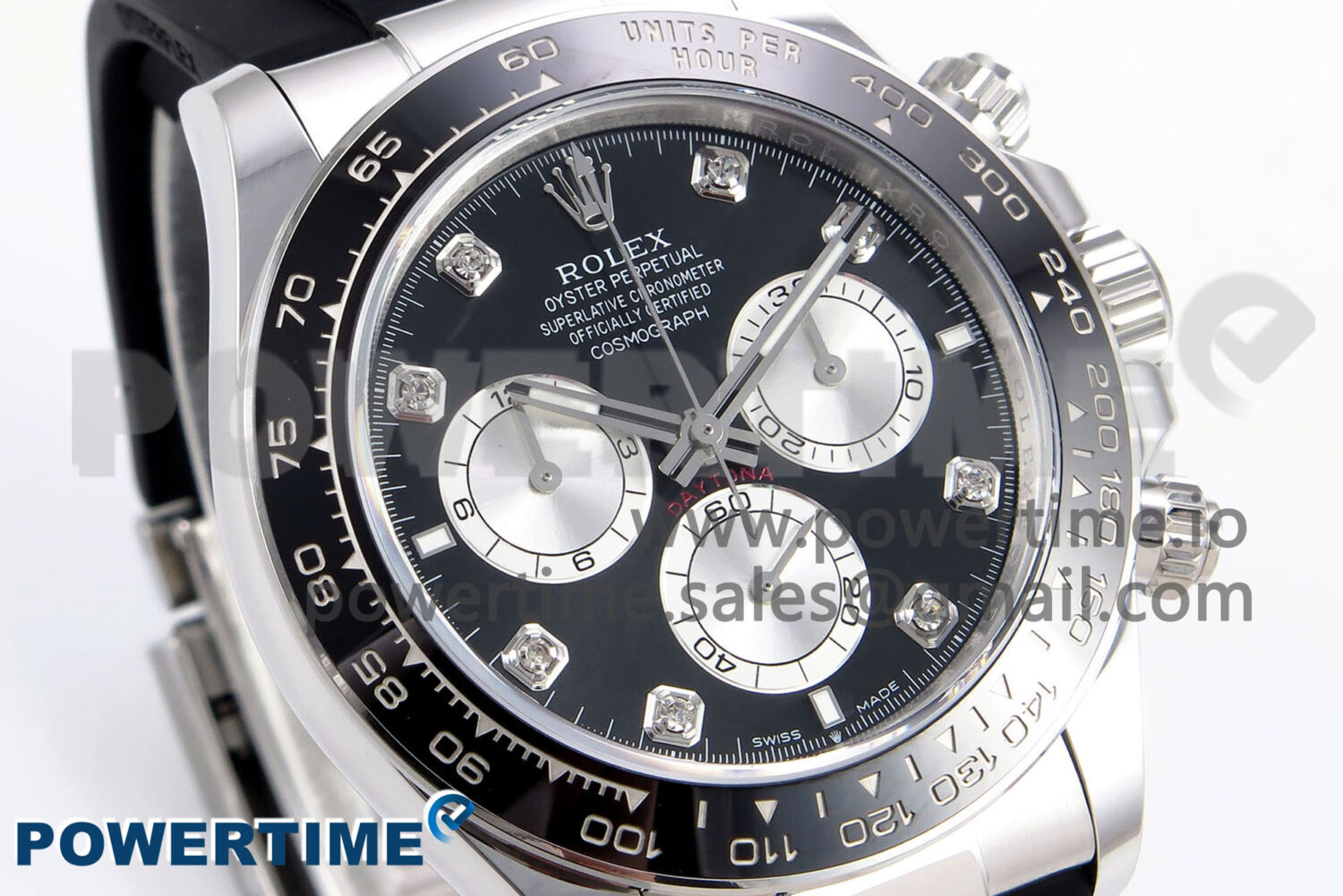 Daytona 126519 APSF 1:1 Best Edition Black/Silver Diamonds Dial on Oysterflex Rubber Strap SH4131 (Gain Weight) - Image 2