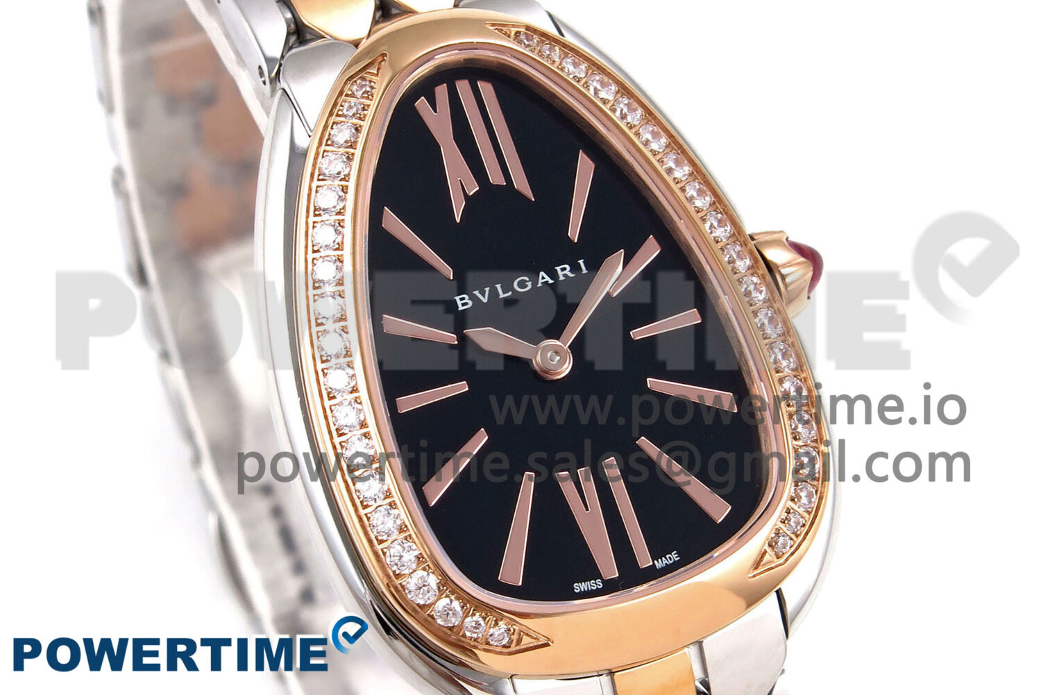 Serpenti Seduttori Watch RG/SS BVF 1:1 Best Edition Black Dial Diamonds Bezel on RG/SS Bracelet Swiss Quartz - Image 3