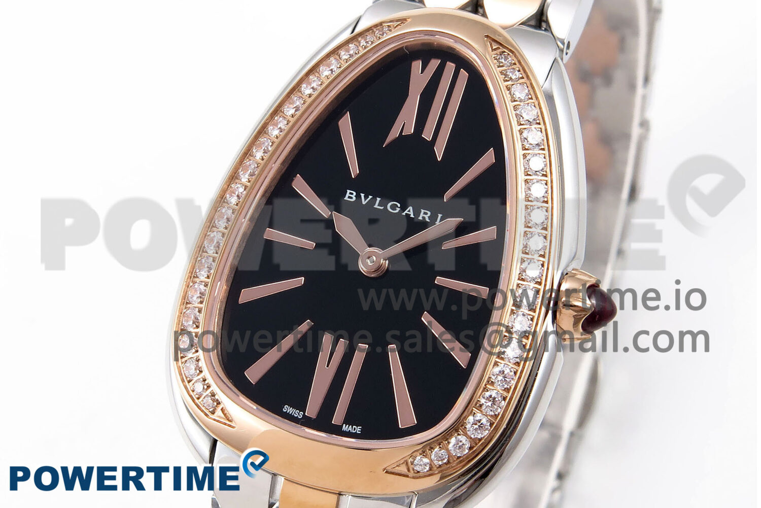 Serpenti Seduttori Watch RG/SS BVF 1:1 Best Edition Black Dial Diamonds Bezel on RG/SS Bracelet Swiss Quartz - Image 2