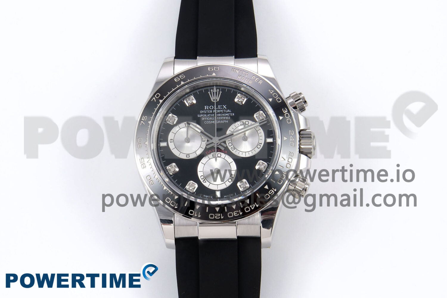 Daytona 126519 APSF 1:1 Best Edition Black/Silver Diamonds Dial on Oysterflex Rubber Strap SH4131 (Gain Weight) - Image 1