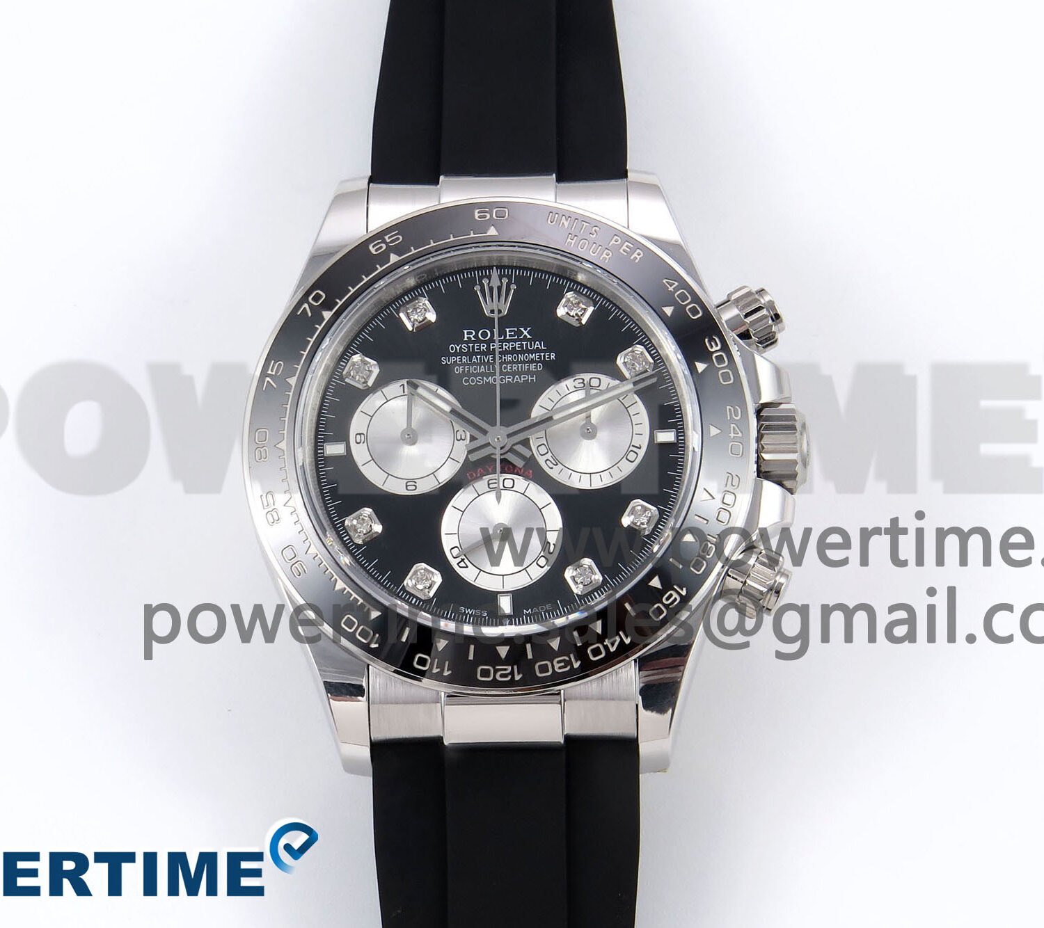 Daytona 126519 APSF 1:1 Best Edition Black/Silver Diamonds Dial on Oysterflex Rubber Strap SH4131 (Gain Weight)