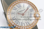 Ballon Blanc 30mm RG AF 1:1 Best Edition Silver Dial Diamonds Bezel on Gray Fabric Strap Ronda Quartz - Image 2