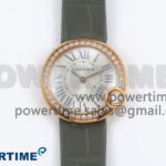 Ballon Blanc 30mm RG AF 1:1 Best Edition Silver Dial Diamonds Bezel on Gray Fabric Strap Ronda Quartz