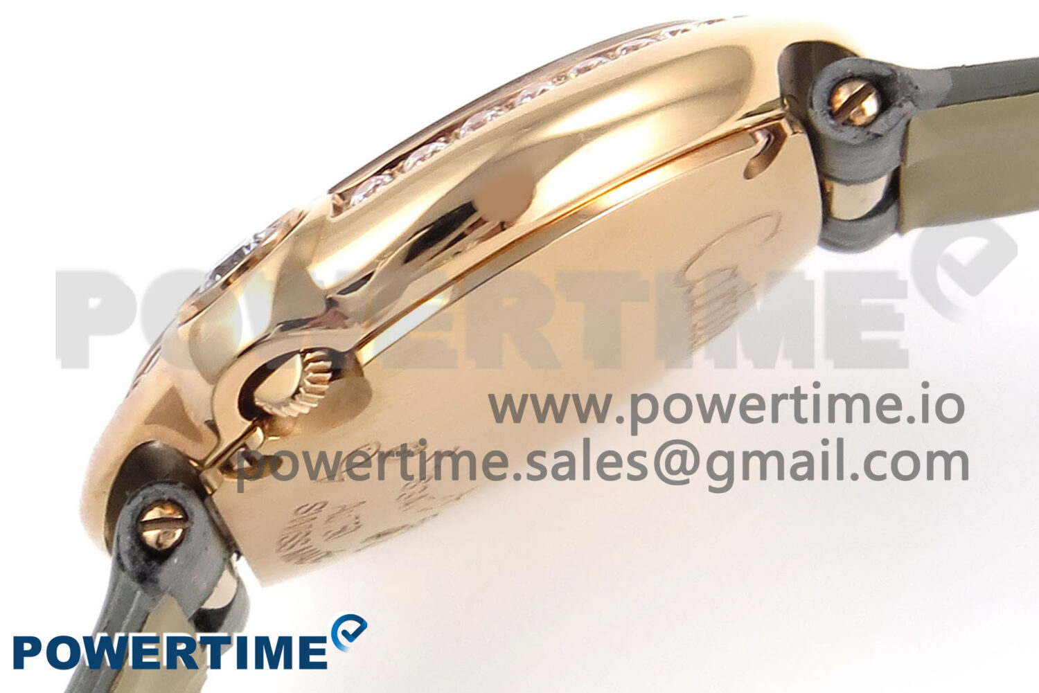 Ballon Blanc 30mm RG AF 1:1 Best Edition Silver Dial Diamonds Bezel on Gray Fabric Strap Ronda Quartz - Image 6