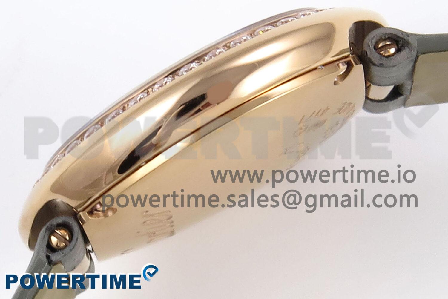 Ballon Blanc 30mm RG AF 1:1 Best Edition Silver Dial Diamonds Bezel on Gray Fabric Strap Ronda Quartz - Image 7