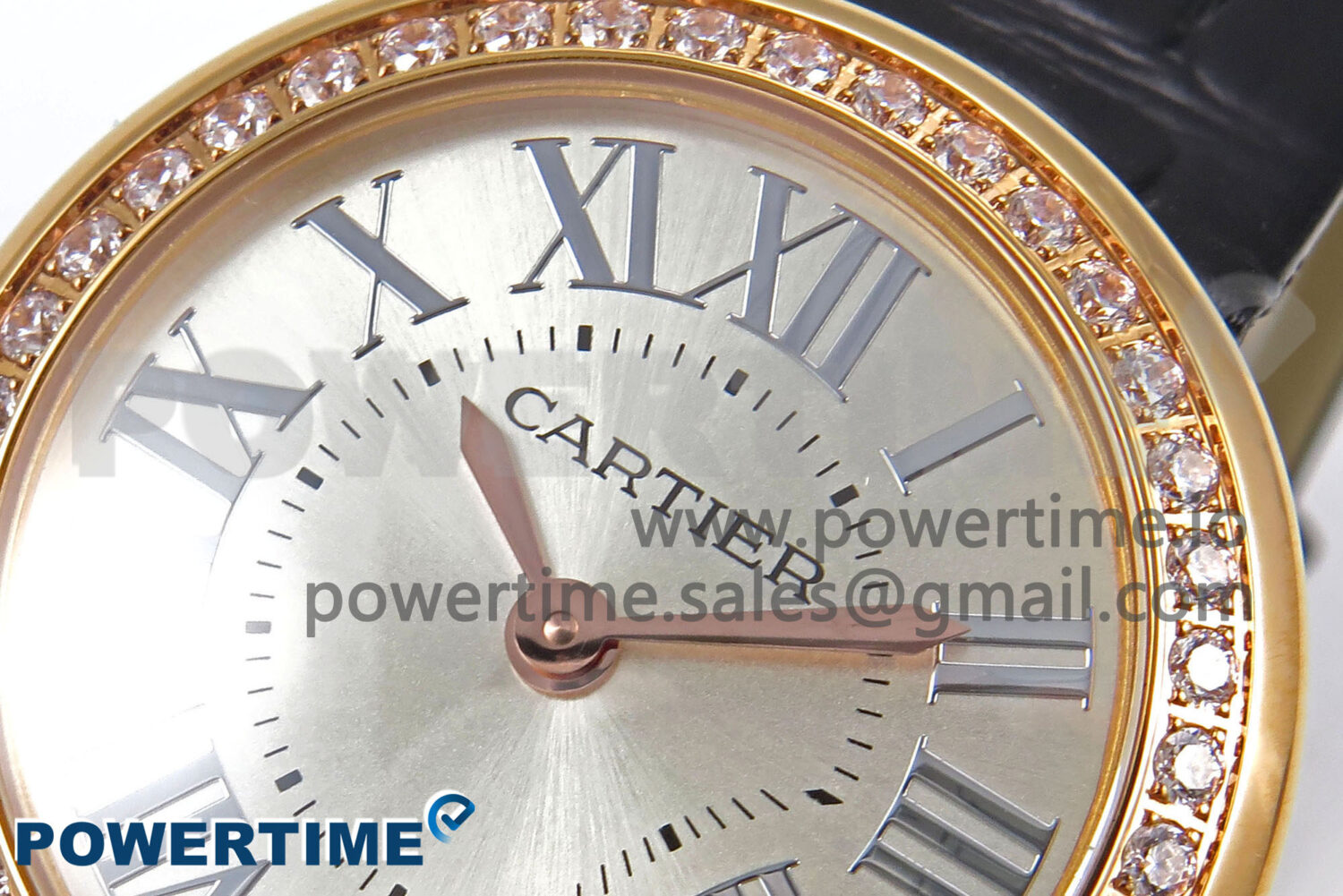 Ballon Blanc 30mm RG AF 1:1 Best Edition Silver Dial Diamonds Bezel on Black Fabric Strap Ronda Quartz - Image 4
