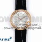 Ballon Blanc 30mm RG AF 1:1 Best Edition Silver Dial Diamonds Bezel on Black Fabric Strap Ronda Quartz