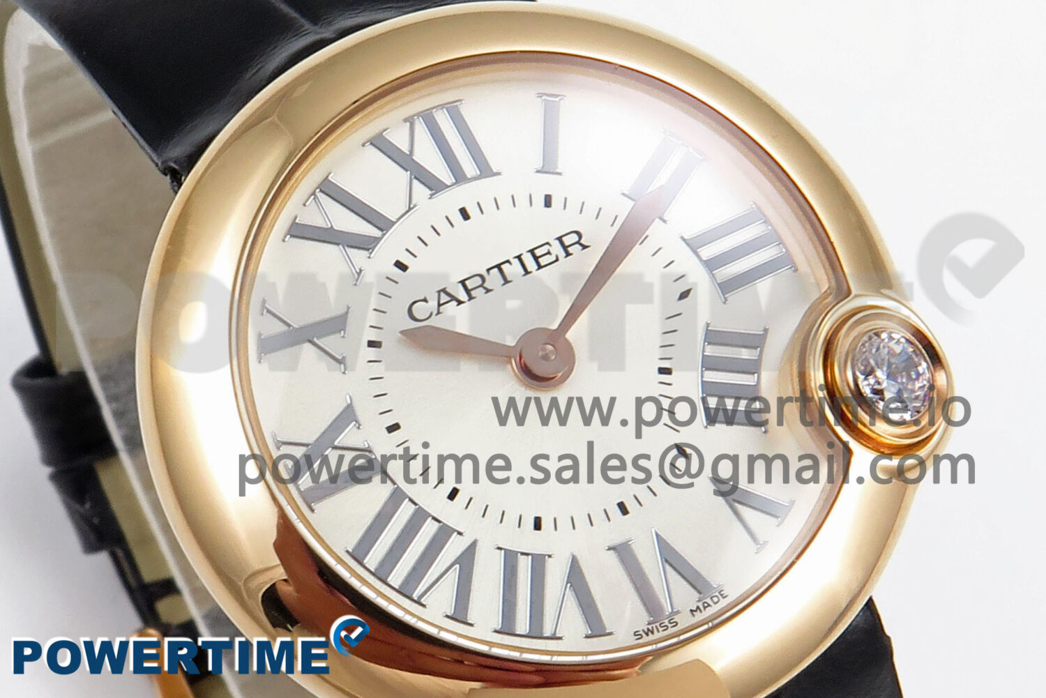 Ballon Blanc 30mm RG AF 1:1 Best Edition Silver Dial on Black Fabric Strap Ronda Quartz - Image 2