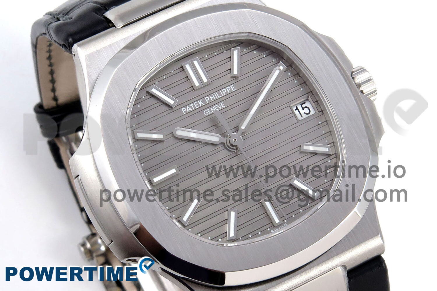 Nautilus 5711 SS 3KF 1:1 Best Edition Gray Textured Dial on Black Leather Strap A324 Super Clone V2 - Image 3
