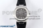 Nautilus 5711 SS 3KF 1:1 Best Edition Gray Textured Dial on Black Leather Strap A324 Super Clone V2