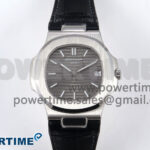 Nautilus 5711 SS 3KF 1:1 Best Edition Gray Textured Dial on Black Leather Strap A324 Super Clone V2
