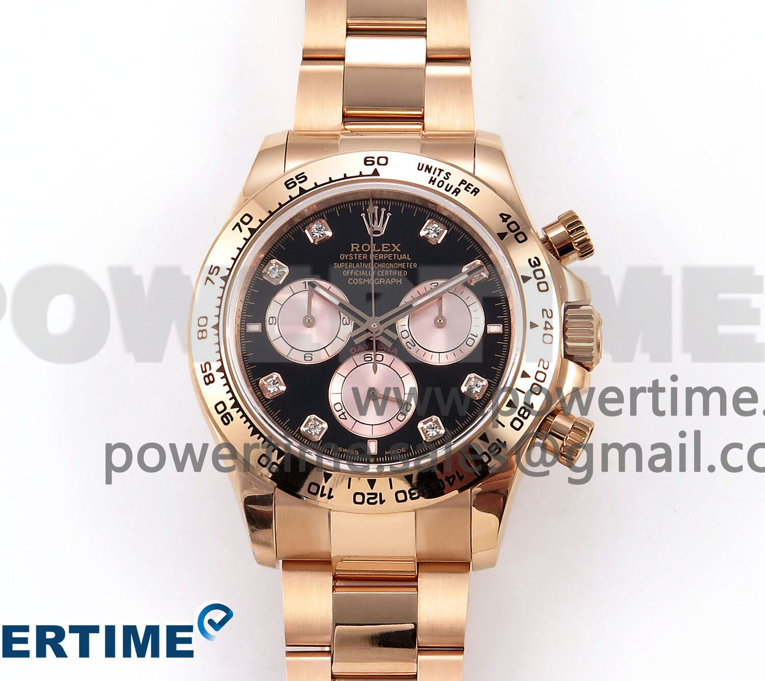 Daytona 126505 QF 1:1 Best Edition Black/RG Diamonds Dial on RG Braclet SH4131 V6 (Gain Weight）