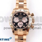 Daytona 126505 QF 1:1 Best Edition Black/RG Diamonds Dial on RG Braclet SH4131 V6 (Gain Weight）