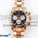 Daytona 126505 QF 1:1 Best Edition Black/RG Dial on RG Braclet SH4131 V6 (Gain Weight）